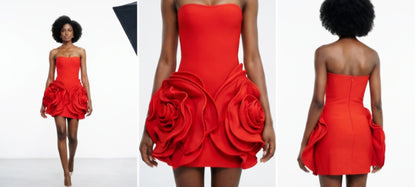 Flower-Strapless Dress