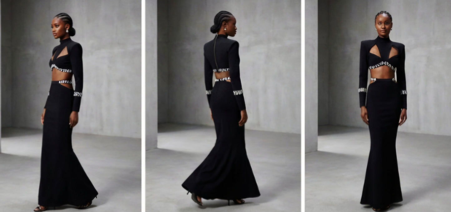Long-Sleeve
Beaded Two-Piece Set