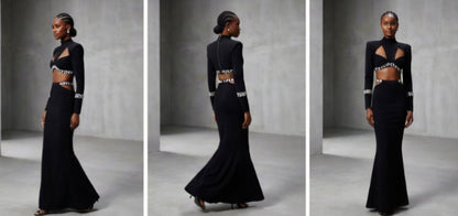Long-Sleeve
Beaded Two-Piece Set
