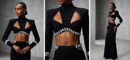 Long-Sleeve
Beaded Two-Piece Set