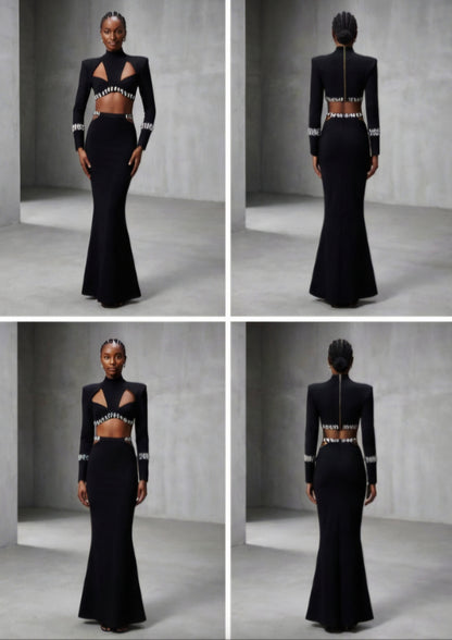 Long-Sleeve
Beaded Two-Piece Set