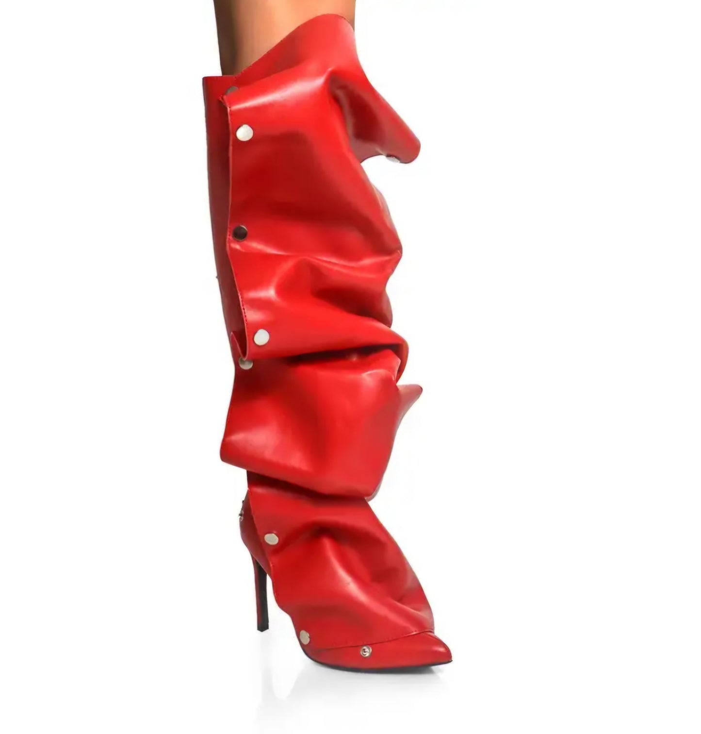 Knee-High Stiletto Heels Slouchy Shark Boots