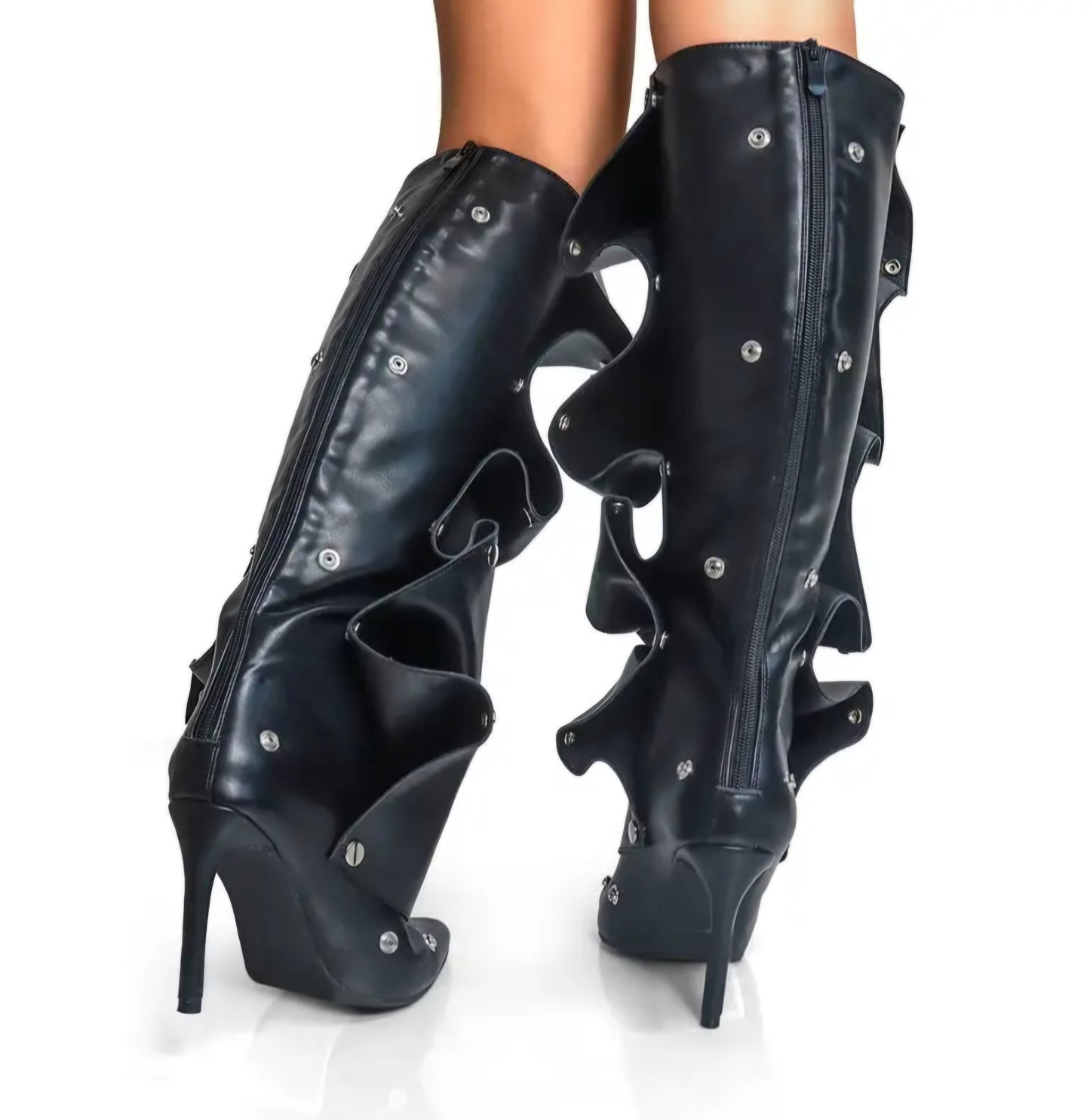 Knee-High Stiletto Heels Slouchy Shark Boots