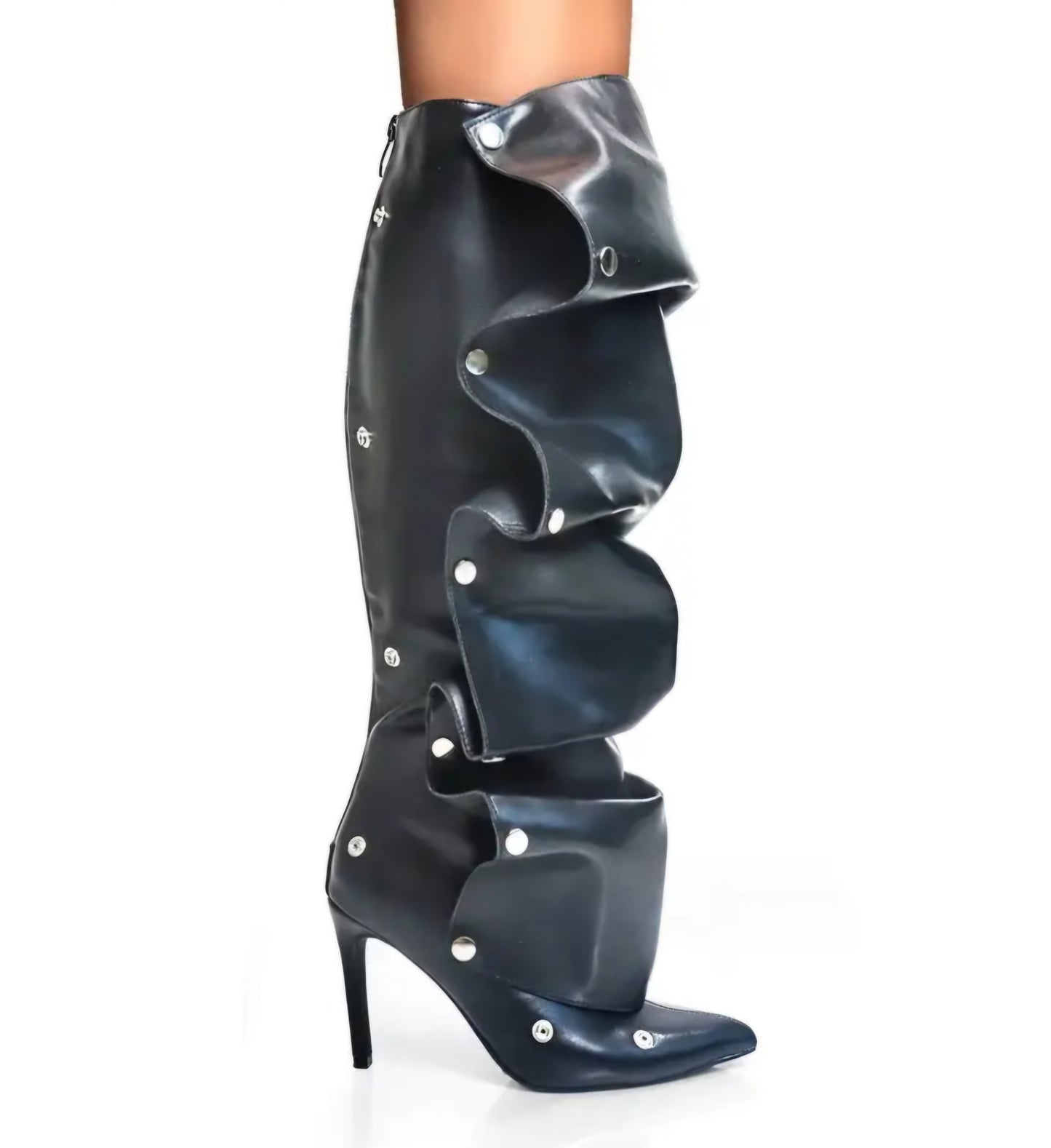 Knee-High Stiletto Heels Slouchy Shark Boots
