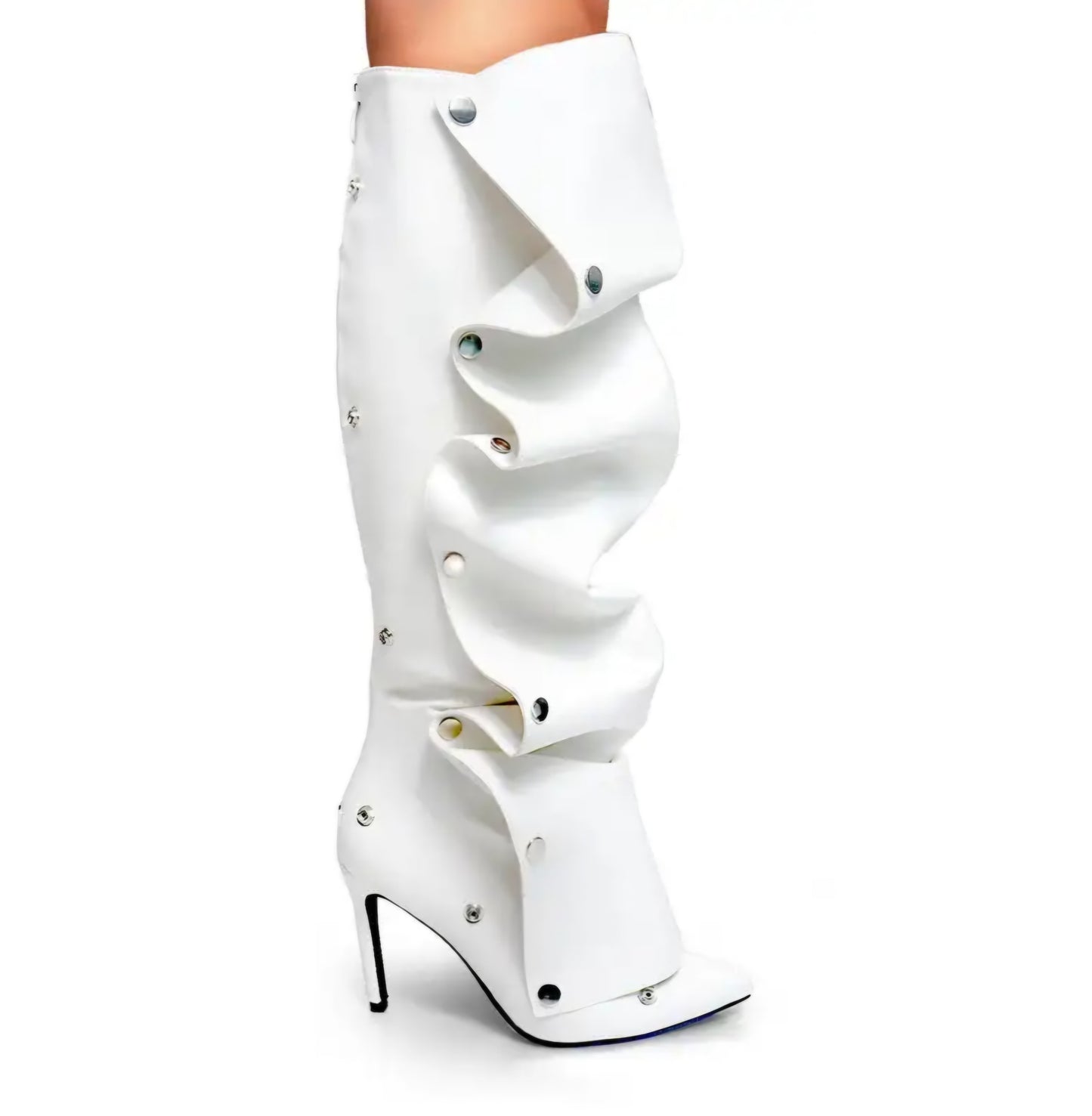 Knee-High Stiletto Heels Slouchy Shark Boots