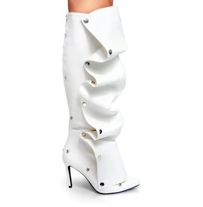 Knee-High Stiletto Heels Slouchy Shark Boots