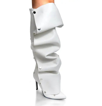 Knee-High Stiletto Heels Slouchy Shark Boots