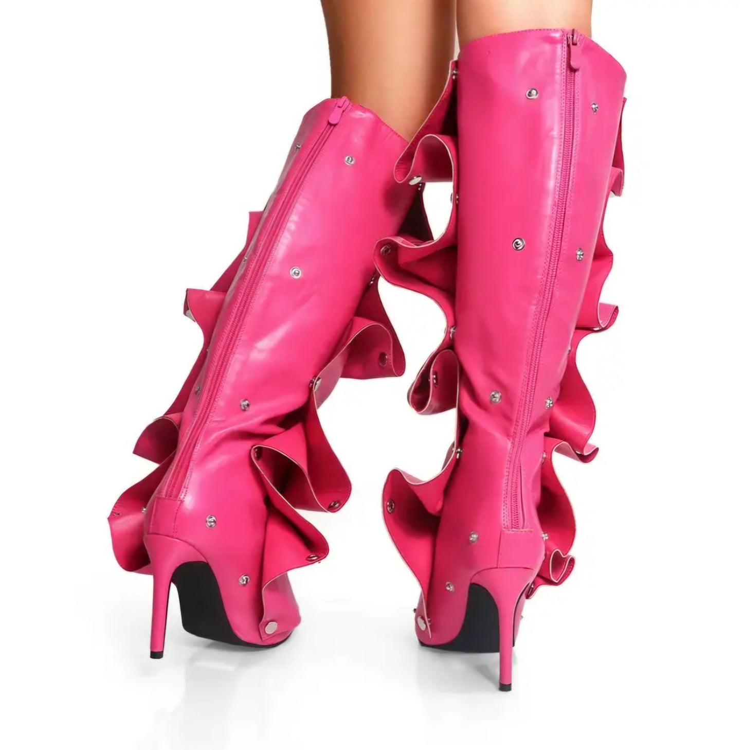 Knee-High Stiletto Heels Slouchy Shark Boots