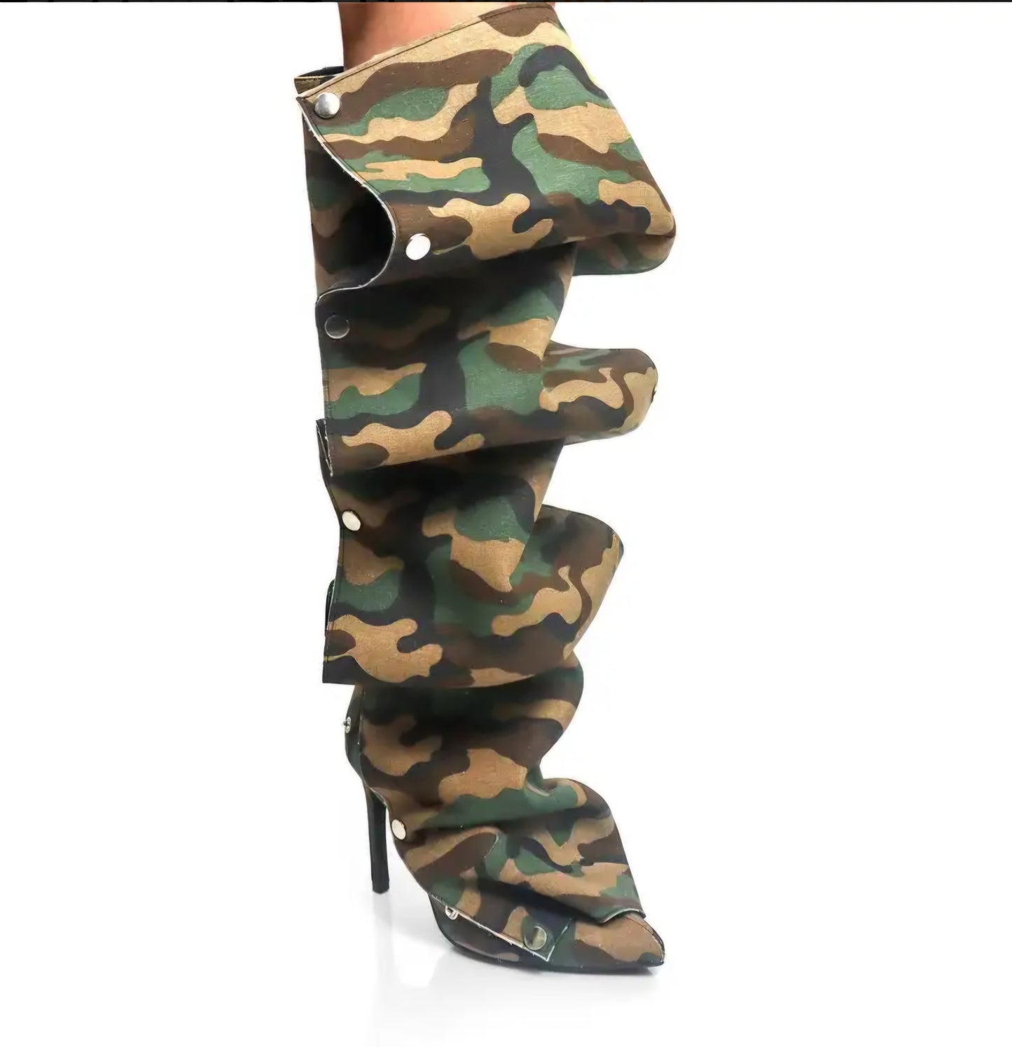 Knee-High Stiletto Heels Slouchy Shark Boots