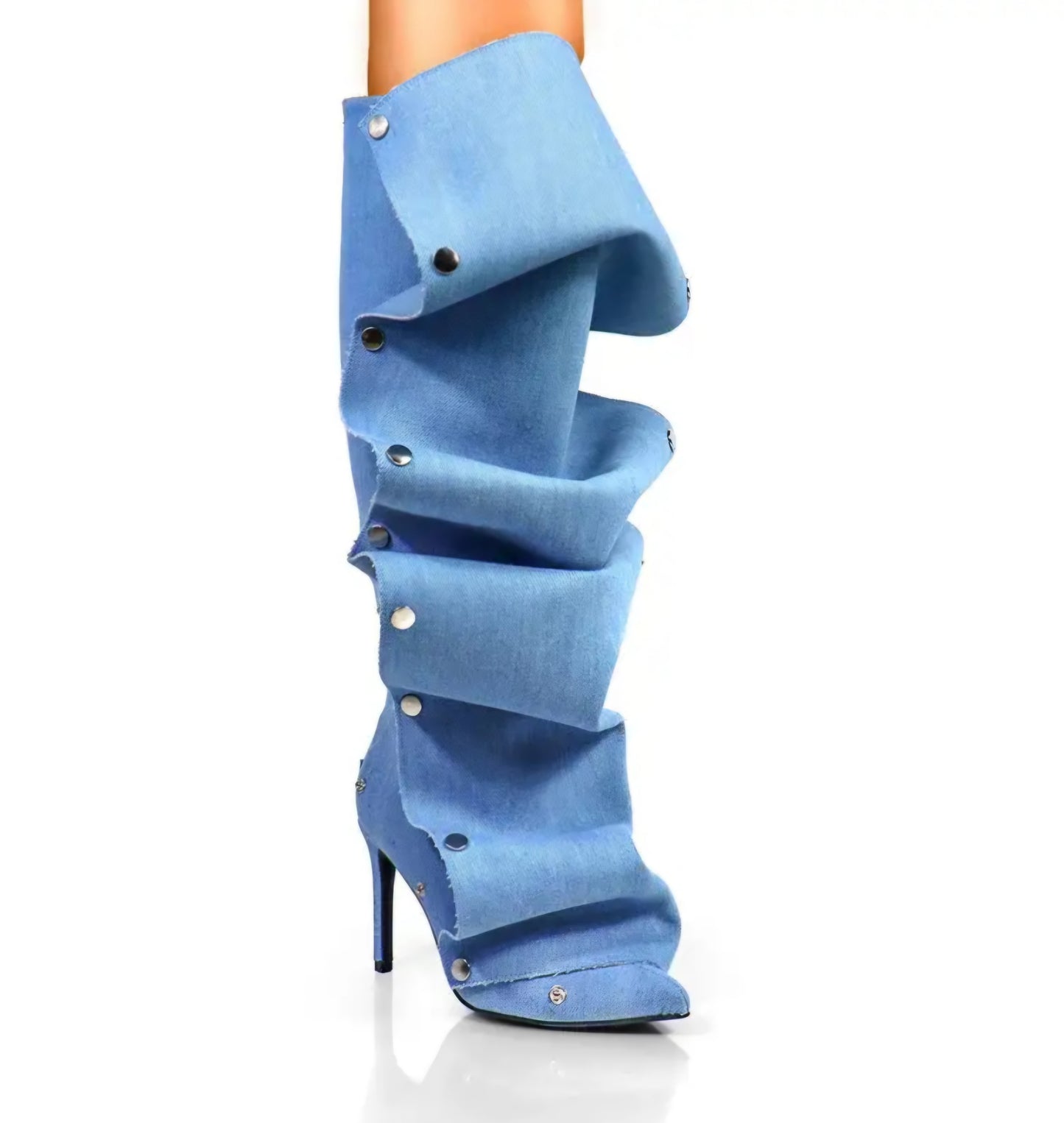 Knee-High Stiletto Heels Slouchy Shark Boots