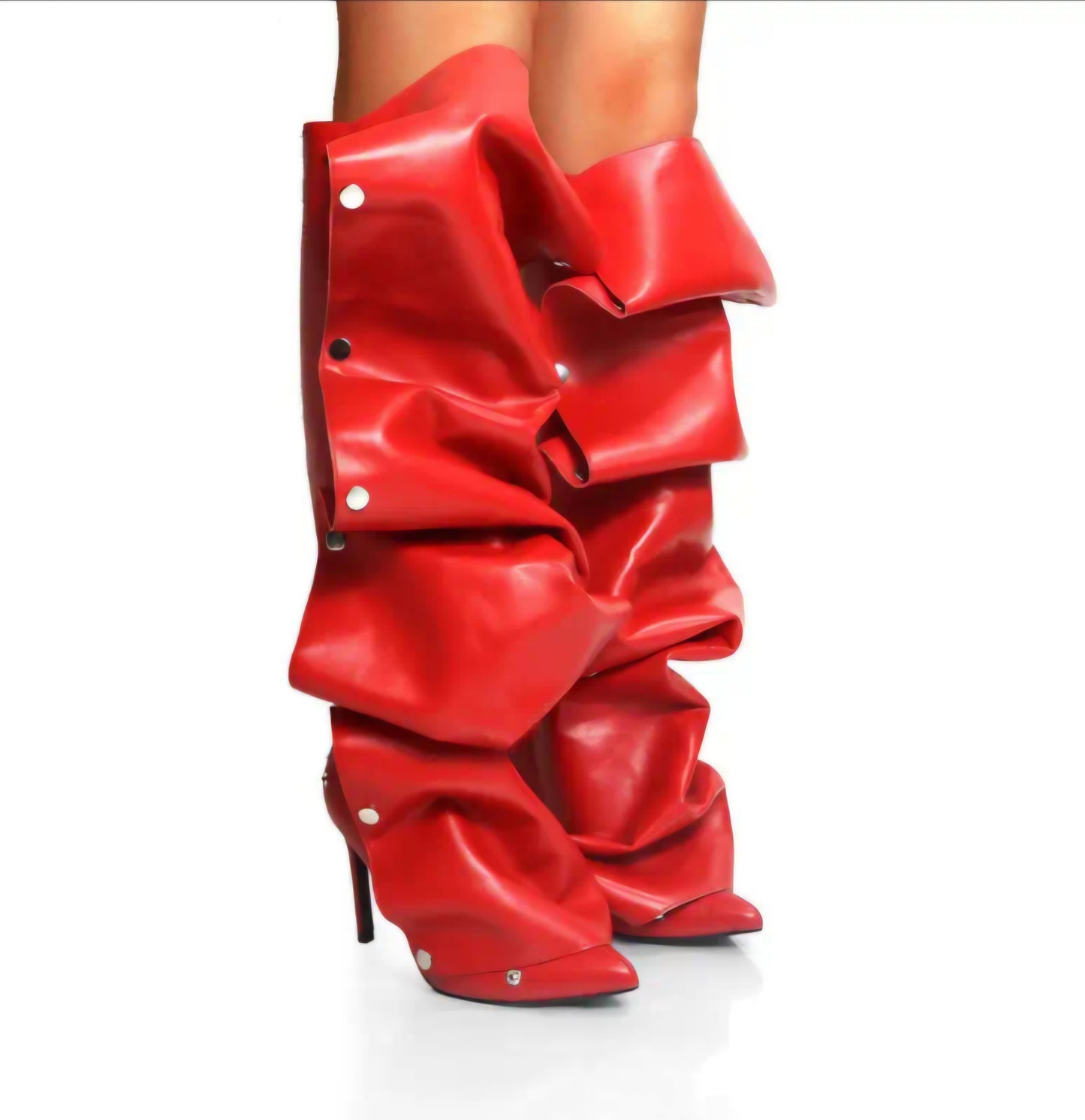Knee-High Stiletto Heels Slouchy Shark Boots