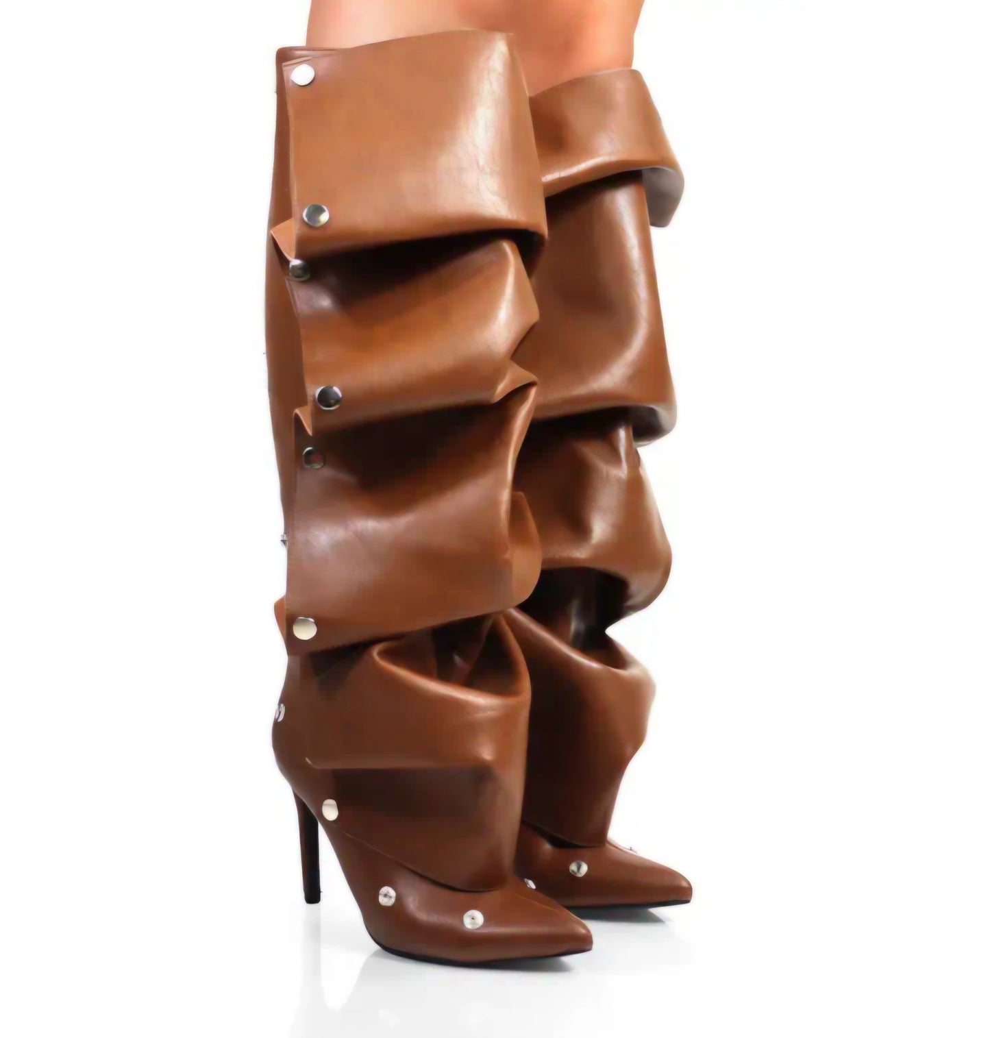 Knee-High Stiletto Heels Slouchy Shark Boots