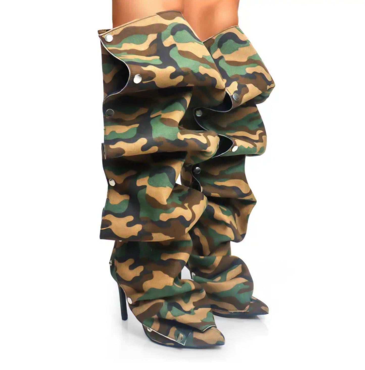 Knee-High Stiletto Heels Slouchy Shark Boots