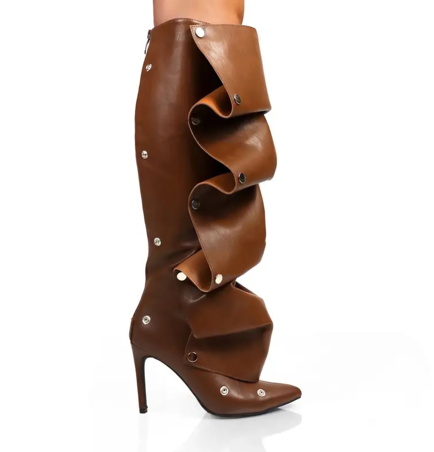 Knee-High Stiletto Heels Slouchy Shark Boots
