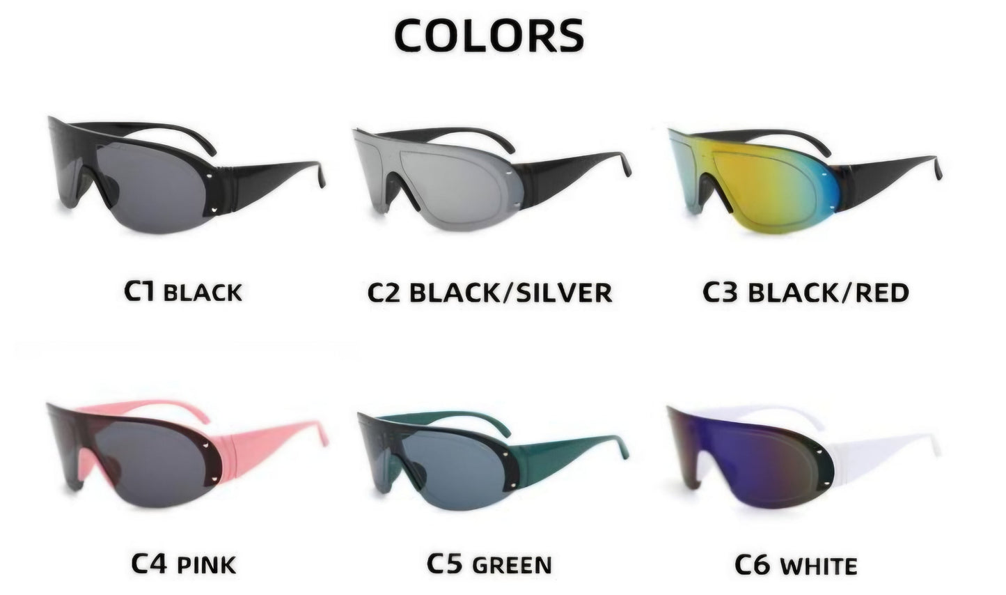 Sporty Wrap-Around Reflective Multicolored  Sunglasses