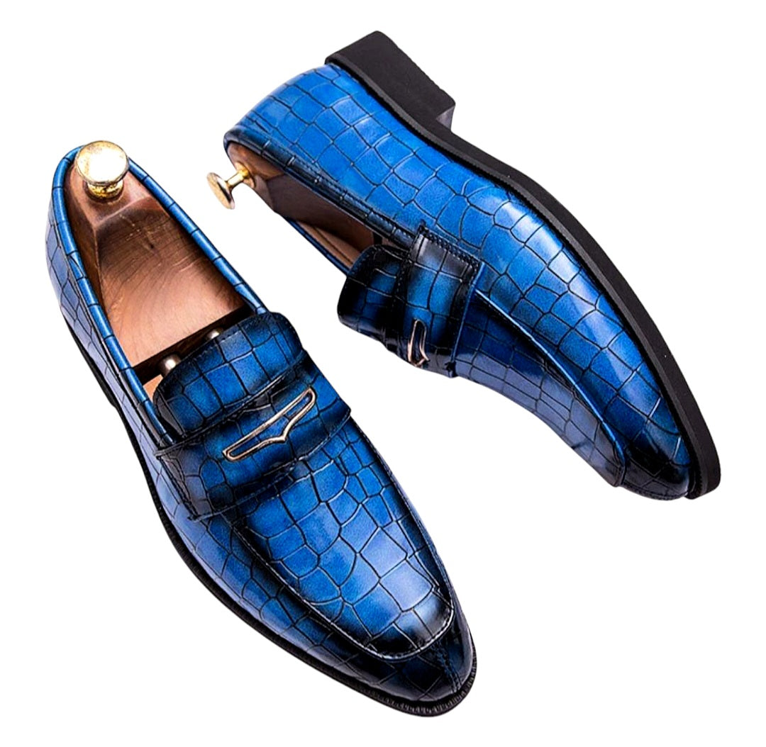 Oxfords Leather Crocodile-Embossed Loafers