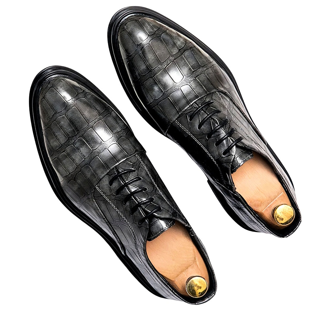 Oxfords Classic Lace-Up Leather Alligator Print Dressy Shoes