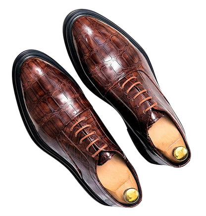 Oxfords Classic Lace-Up Leather Alligator Print Dressy Shoes