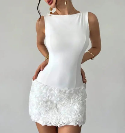 BacklessFlower Hip-Wrapped Dress