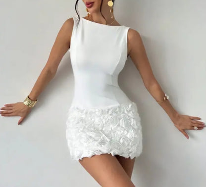 BacklessFlower Hip-Wrapped Dress