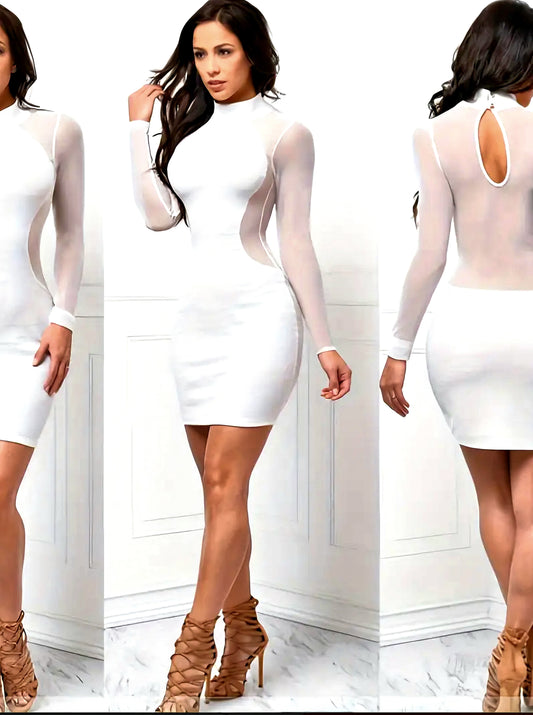 Sheer Elegant Long-Sleeve Bodycon Dress