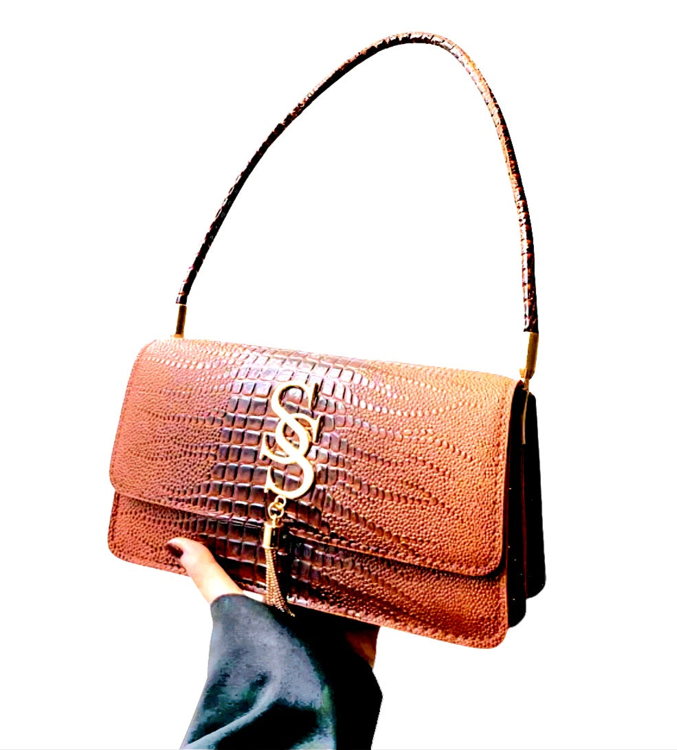 Crocodile-Embossed Luxury Leather Shoulder Bags