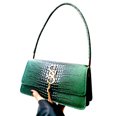 Crocodile-Embossed Luxury Leather Shoulder Bags