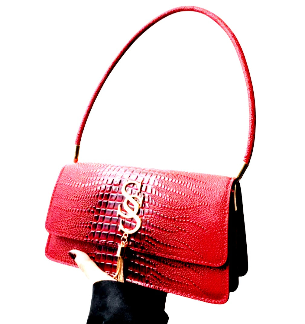 Crocodile-Embossed Luxury Leather Shoulder Bags