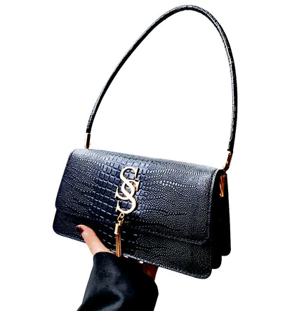 Crocodile-Embossed Luxury Leather Shoulder Bags