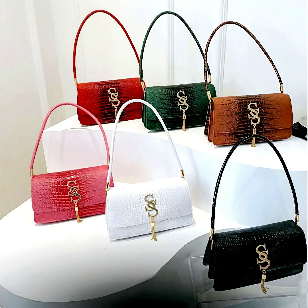 Crocodile-Embossed Luxury Leather Shoulder Bags