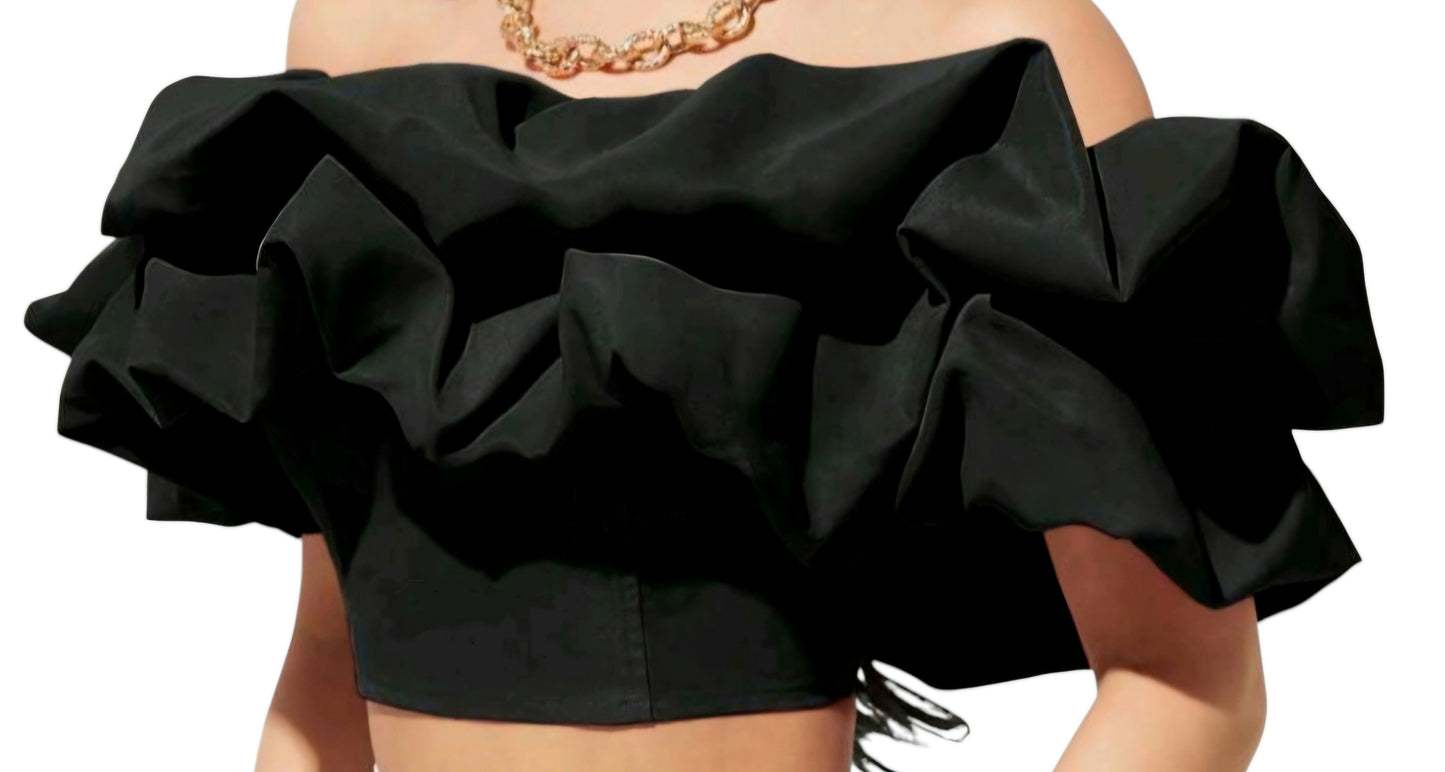 Off-Shoulder Ruffle Crop-Top