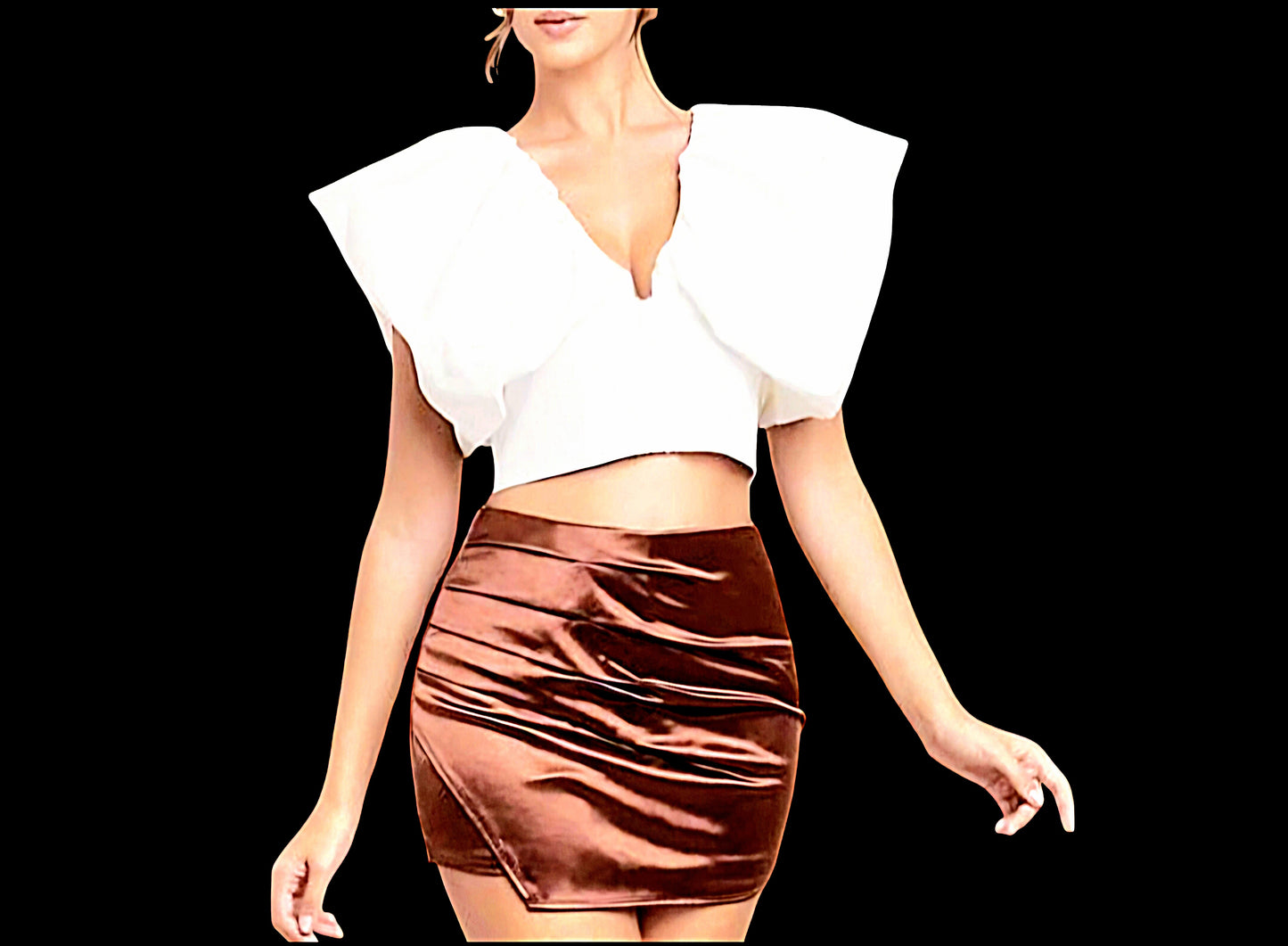 Elegant Batwing Sleeve Crop-Top