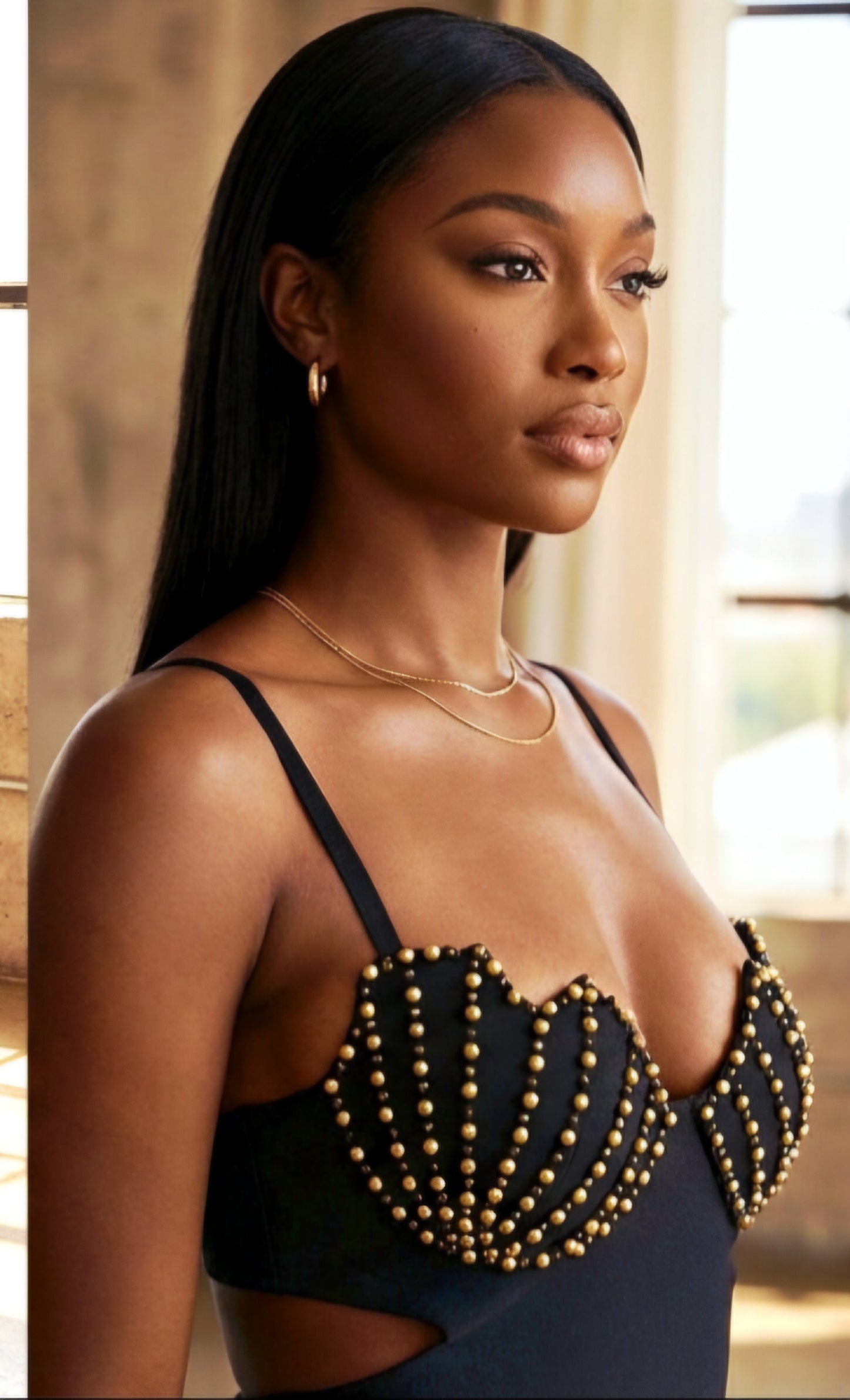 Midi-Slip Beads Dress