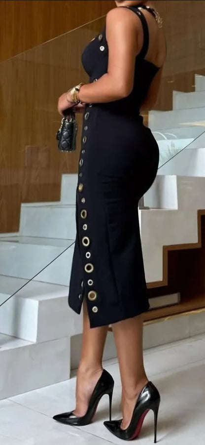 Studded Spaghetti Strap Mini Dress