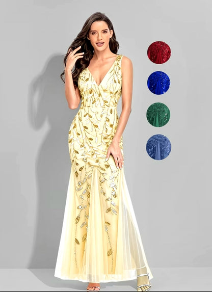 Elegant Embroidered Body-Hugging Mermaid Dress