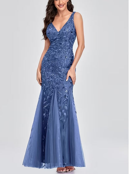 Elegant Embroidered Body-Hugging Mermaid Dress