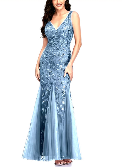 Elegant Embroidered Body-Hugging Mermaid Dress