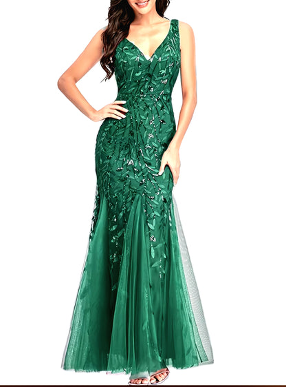 Elegant Embroidered Body-Hugging Mermaid Dress