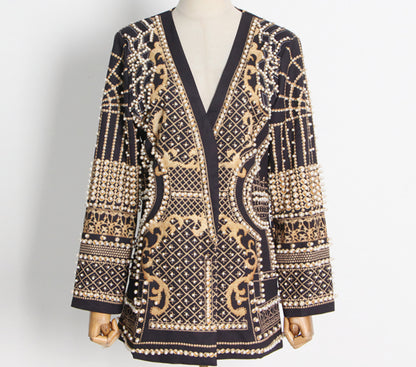 Pearl Beaded Jacket Coat