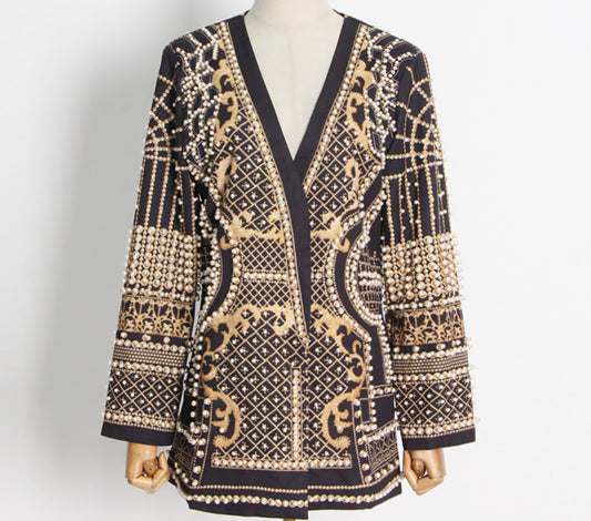 Pearl Beaded Jacket Coat