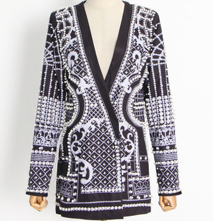 Pearl Beaded Jacket Coat