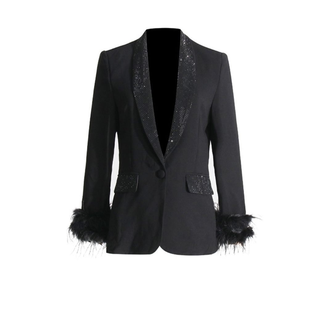 Feathered-Cuff Blazers