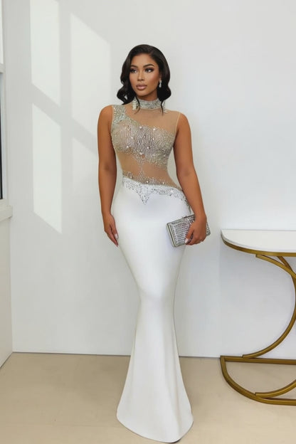 Black Diamond-Encrusted Fishtail Dress