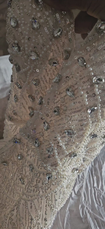 Elegant Slit-Feathered Gown